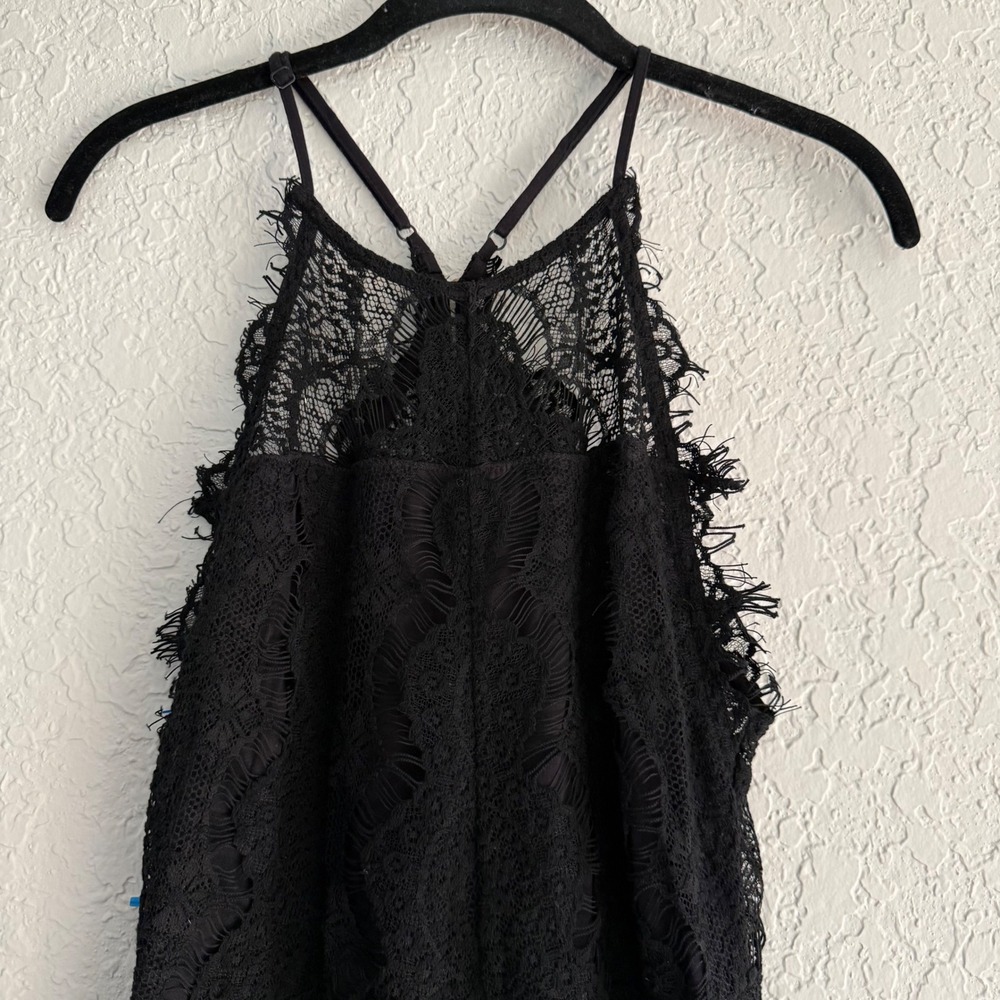 Free People She's Got it Black lace mini dress sleeveless backless sexy - Picture 12 of 16